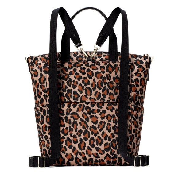 New Kate Spade Chelsea Spotted Leopard Large Convertible Backpack Brown Multi - Picture 3 of 6